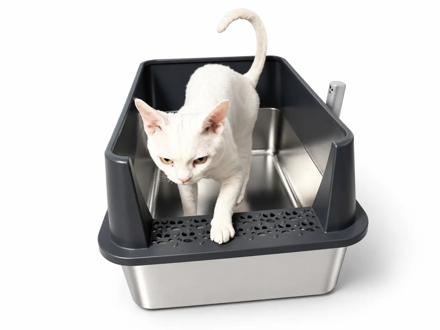 XXL 304 Stainless Steel Cat Litter Box with Lid, Extra Large High Sided Metal Litter Box, Anti-Urine Leakage, Odor Resistant, Non-Sticky, Easy Cleaning, Includes Litter Scoop