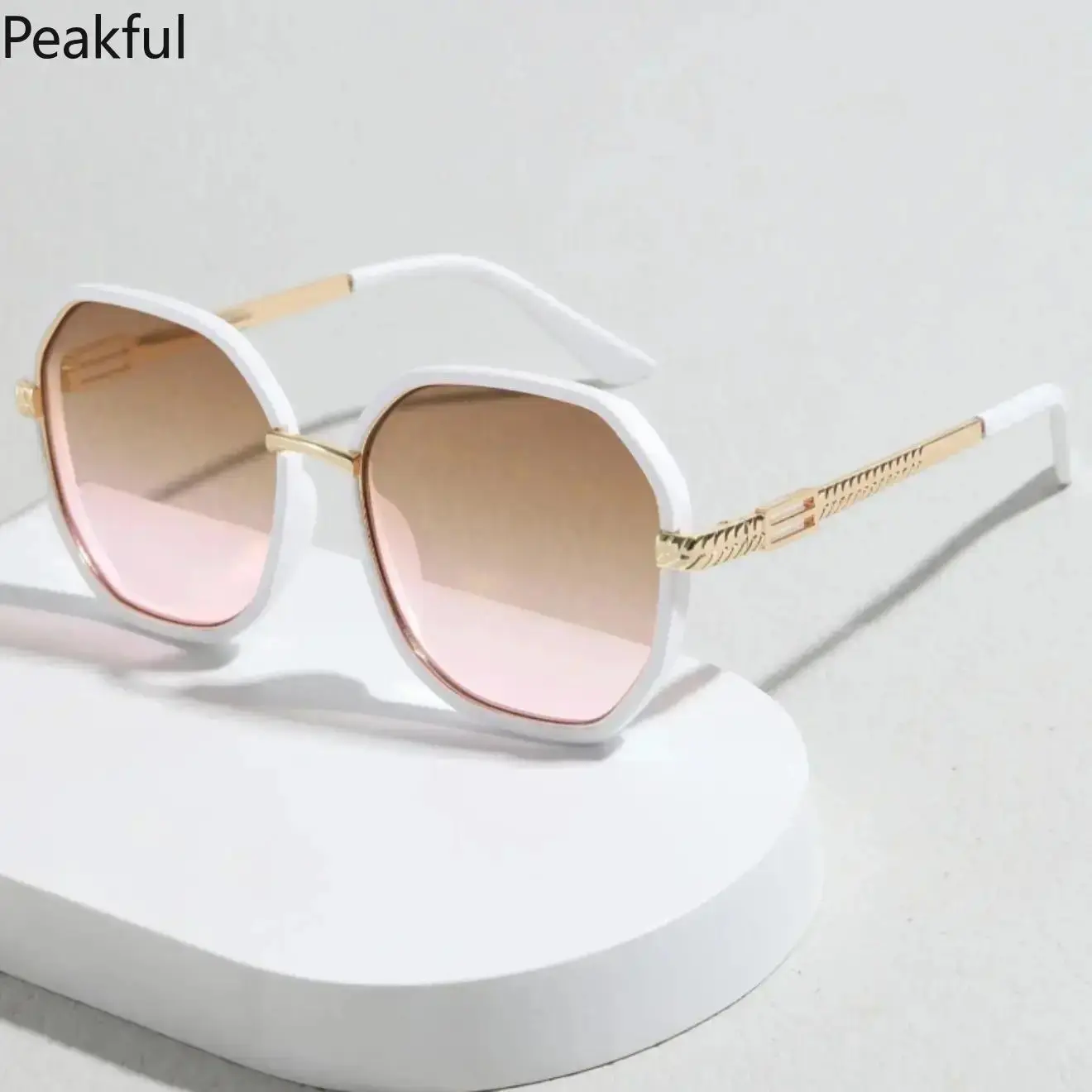 Unisex Round Metal Frame Sunglasses, Trending Irregular Silhouette Shades, Fashion Brown Lens Daily Eyewear, slim metal build & elegant curved outline, fit casual daily wear, outdoor activities and travel outing styling