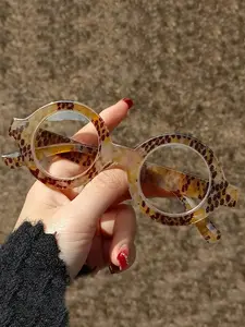 Fashion Vintage Round Trendy Transparent Lenses, Metal Aviator/goggles Style, Unisex Punk Street Glasses, All Seasons