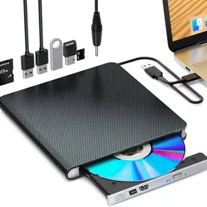Ultra-Thin Portable 7-In-1 External CD/DVD Drive, USB 3.0 & Type-C Interface, SD Card Reader, Multi-Function DVD Player Recorder