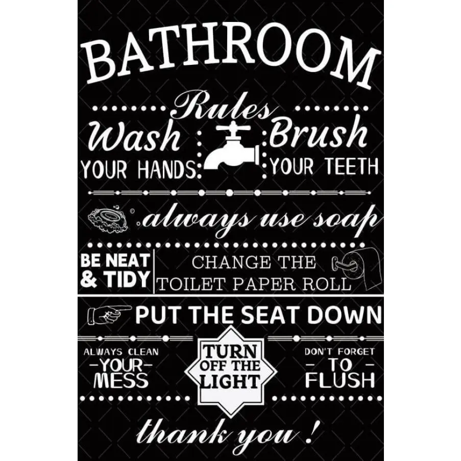 Bathroom Rules Sign Funny Bathroom Quotes Plaque Bathroom sign Bathroom Decor For Toilet Restroom 8x12 Inch