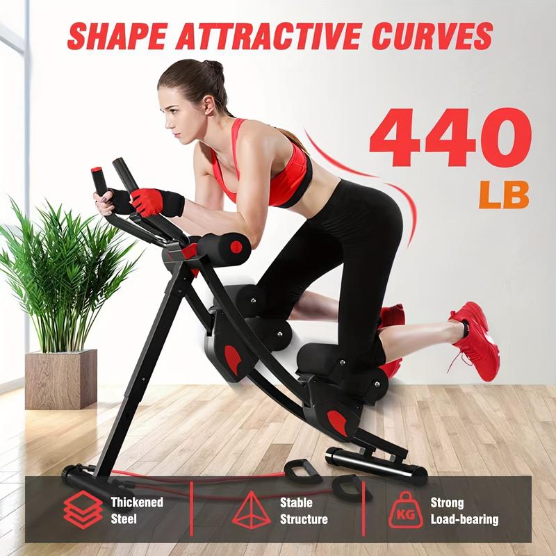 440 Lbs Ab Workout Weight Capacity Equipment, Ab Machine For Home Gym, Foldable Core & Abdominal Exercise Machine, Adjustable Ab Machine Full Body Workout Exercise Fitness Equipment Adjustable Height With Resistance Bands, Dual Track Ab Machine