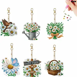 6Pcs DIY Special Shape Diamond Art Painting Keychain Kit Double-Sided Diamond Keychains Crystal Rhinestone Diamond Mosaic Key Chain Unique Handmade Gift