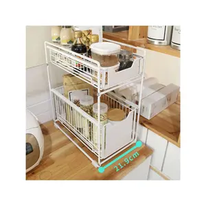 Pull Out Cabinet Organizer Fixed With Damping Guide Carbon Steel Heavy Duty Slide Out Pantry Shelves  Sliding Drawer Kitchen Shelf For Home Living Room
