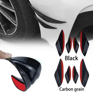 Car Modification Spoiler Wind Blade Carbon Fiber Texture 4-Piece Set Universal Crescent Wind Blade Front Bumper Side Skirt Duct Board Car Accessories