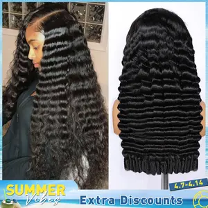 【Summervibes】Lemoda 13x6 Burmese Loose Deep Wave Curly Wig Human Hair 200 Density 13x4 Curly Lace Front Wigs Human Hair HD Transparent Lace Wig Pre Plucked 15A Burmese Virgin Human Hair Wigs for Women