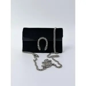 Pre-owned GUCCI Canvas Crossbody Bags Dionysus Suede Super Mini Shoulder Bag Black Chain Crossbody Handbag JD189GG