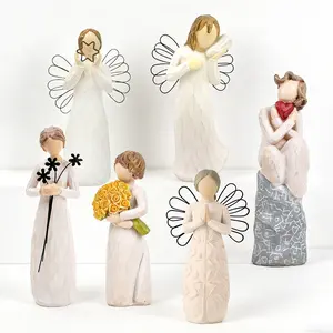 Adorable resin angel figurine - faceless design, a thoughtful gift suitable for all occasions, with a loving pattern to express unique emotions or meanings. Transform your living space into a warm and charming haven!