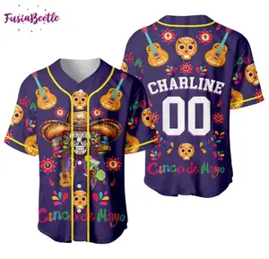 Festive Holiday Style / Breathable Polyester / Unisex or Men's / Custom Cinco de Mayo Baseball Jersey / Party & Celebration Wear / #CincoDeMayo #CustomJersey #FiestaStyle