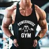 Powerhouse Gym Graphic Tank Top for Men - Slim Fit Workout Sleeveless Shirt, Breathable Muscle Tee for Bodybuilding, Streetwear Athleisure Vest for Gym, Casual & Light Outdoor Wear Fitness T-Shirt, Athletic Tops, Athletic Wear, Workout Clothing