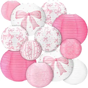 12 count  Bow Party Decorations  Birthday Decorations  Bow Paper Lanterns Hanging Decor for Weddings Bachelorette Bridal Shower Engagement Party Supplies