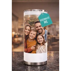 Personalized Photo 20oz Skinny Tumbler, Custom Name Sublimation Cup
