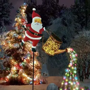 Solar Kettle Lights Garden Lawn Christmas Decorative Lights Kettle Ground Lamp Solar Night Lights Outdoor Garden Decoration with Santa Design