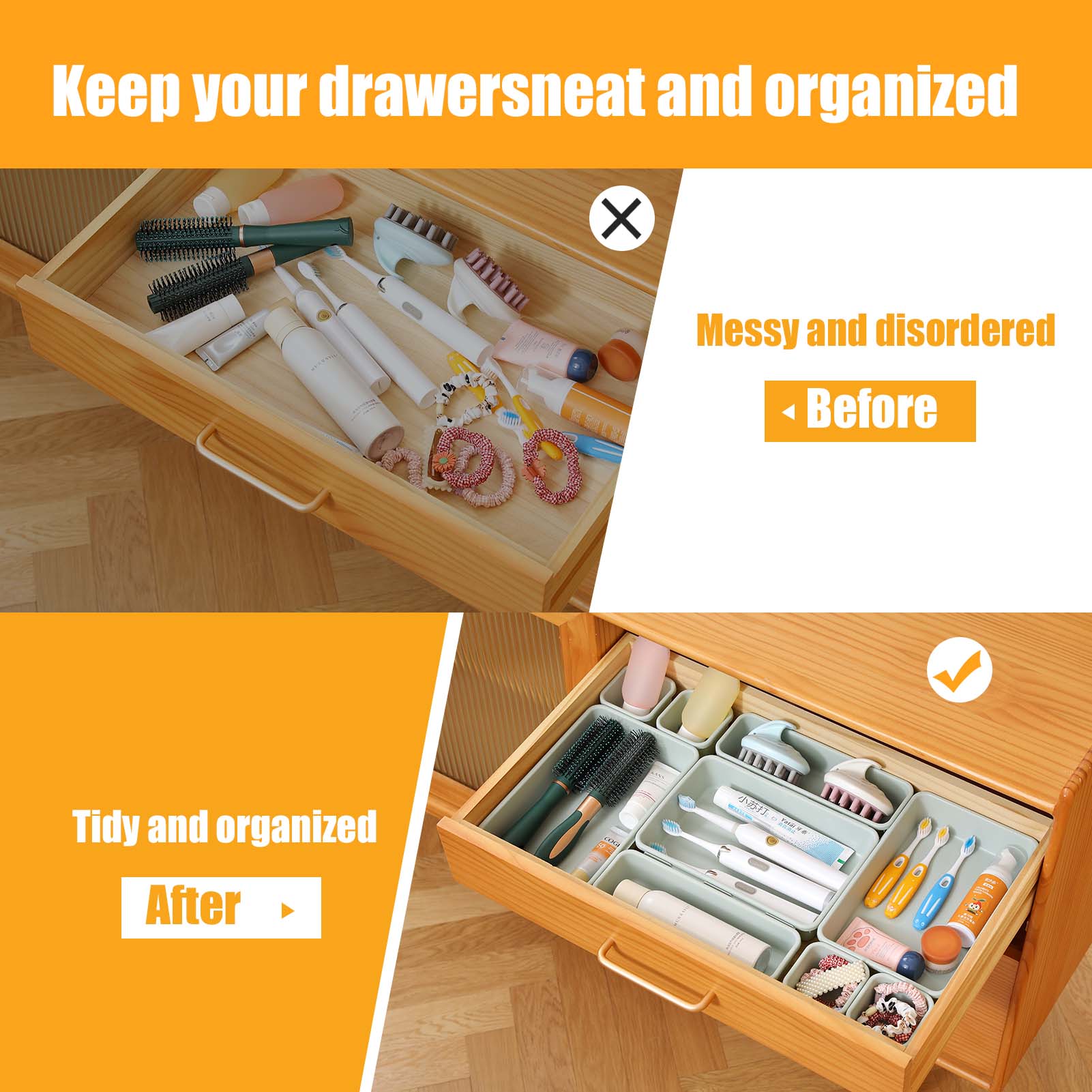 16-Piece Plastic Drawer Organizers Set 4 Sizes Versatile Storage Bins for Bathroom Kitchen Makeup Office Supplies Lightweight Sturdy Bakeware Ideal for Various Needs 16-Piece Plastic Drawer Organizers Set 4 Sizes Versatile Storage Bins for Bathroom Kitchen Makeup Office Supplies Lightweight Sturdy Bakeware Ideal for Various Needs