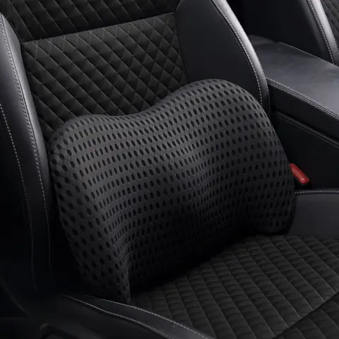 [NewYear2026] Streamlined durable support memory foam waist support pillow, suitable for cars and office chairs, ergonomic pain relief pad for car interior accessories (black)