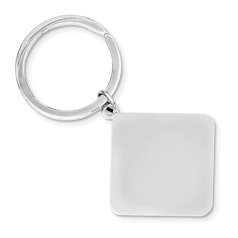 Sterling Silver 925 Men's Key Chain with Polished Engravable Charm