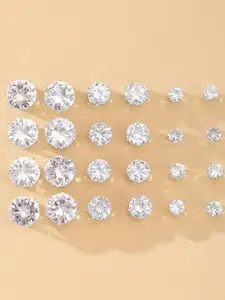 Rhinestone Stud Earrings, Zircon Stud Earrings, Fashion Mixed Size Sparkly Shiny Earrings Set for Women and Men, Daily Ootd Use