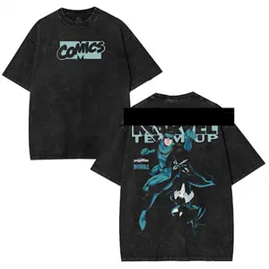 Spidey vs Mark Grayson Invincible War Comic Double Printed Lightweight Acid Washed Tee TV Series Graphic Cotton T-Shirt streetwear lover graphic tee