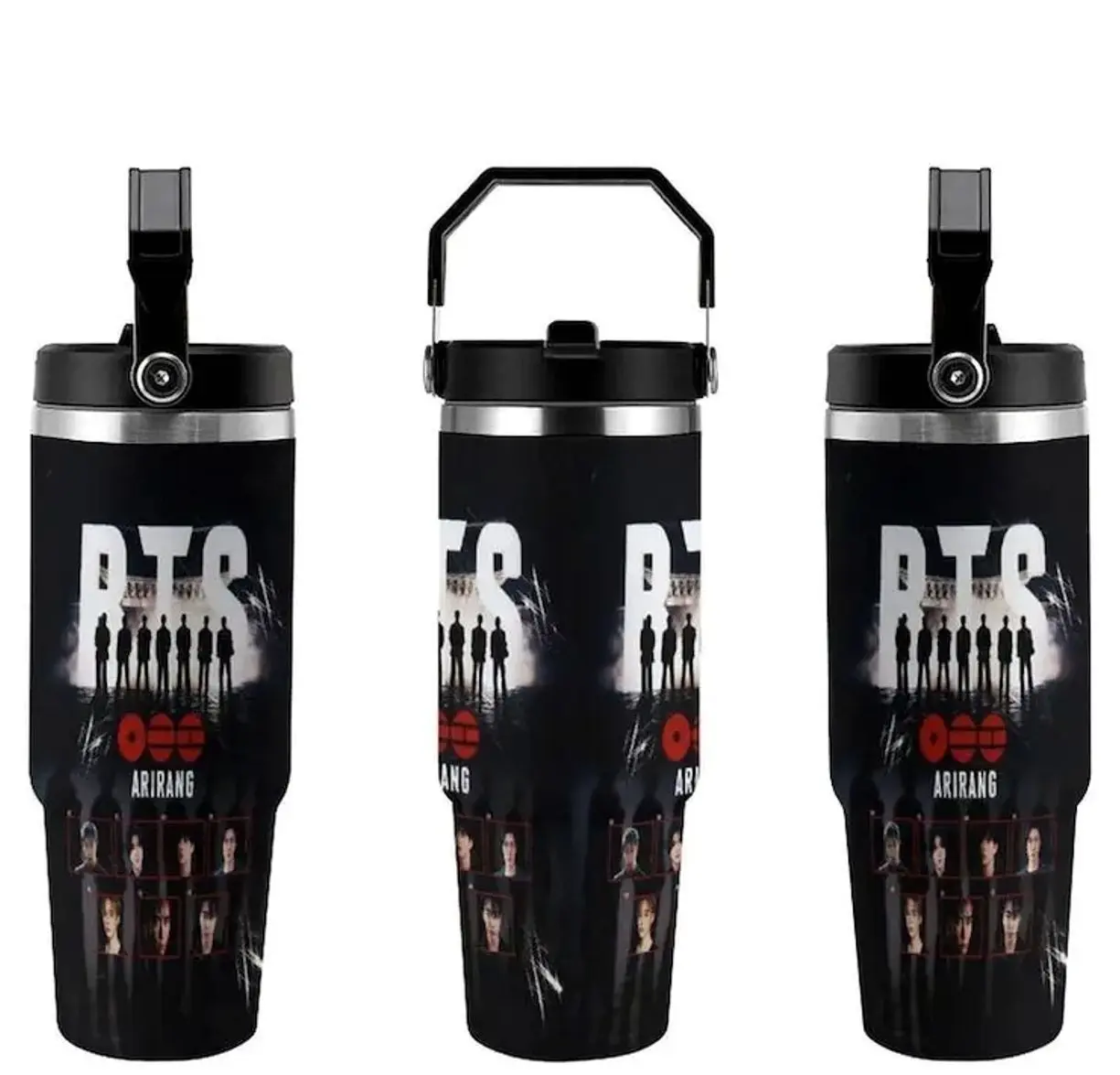 30oz Kpop Inspired Tumbler Cup – Boy Band Fan Gift, Insulated Travel Mug with Straw Lid, Aesthetic Idol Design