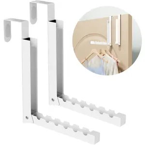 Over The Door Hanger Folding Clothes Drying Rack, Folding Hanging Coat Rack For Indoor Laundry Room, Compact Small Space, Foldable Portable Clothing Hanger Hook, Collapsible-2 Pack