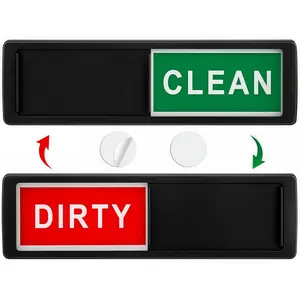 LMMAKE Dishwasher Clean Dirty Indicator Magnet Silver Finish Super Strong Self Adhesive Round Shape Ergonomic Swipe Mechanism Versatile Installation Perfect Gift with Two Strong Adhesives for Kitchen Decor