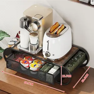 Coffee Pod Drawer Holder Iron Coffee Capsule Storage Rack Office Storage Rack Drawer Type Capsule Storage Box Metal Wooden Coffee Storage Rack