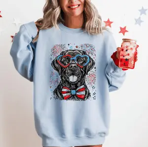 Black Labrador, Lab Patriotic Dog, USA, America, Pet Lover, 4th of July Sweatshirt, Crew Neck, Women's, Crewneck