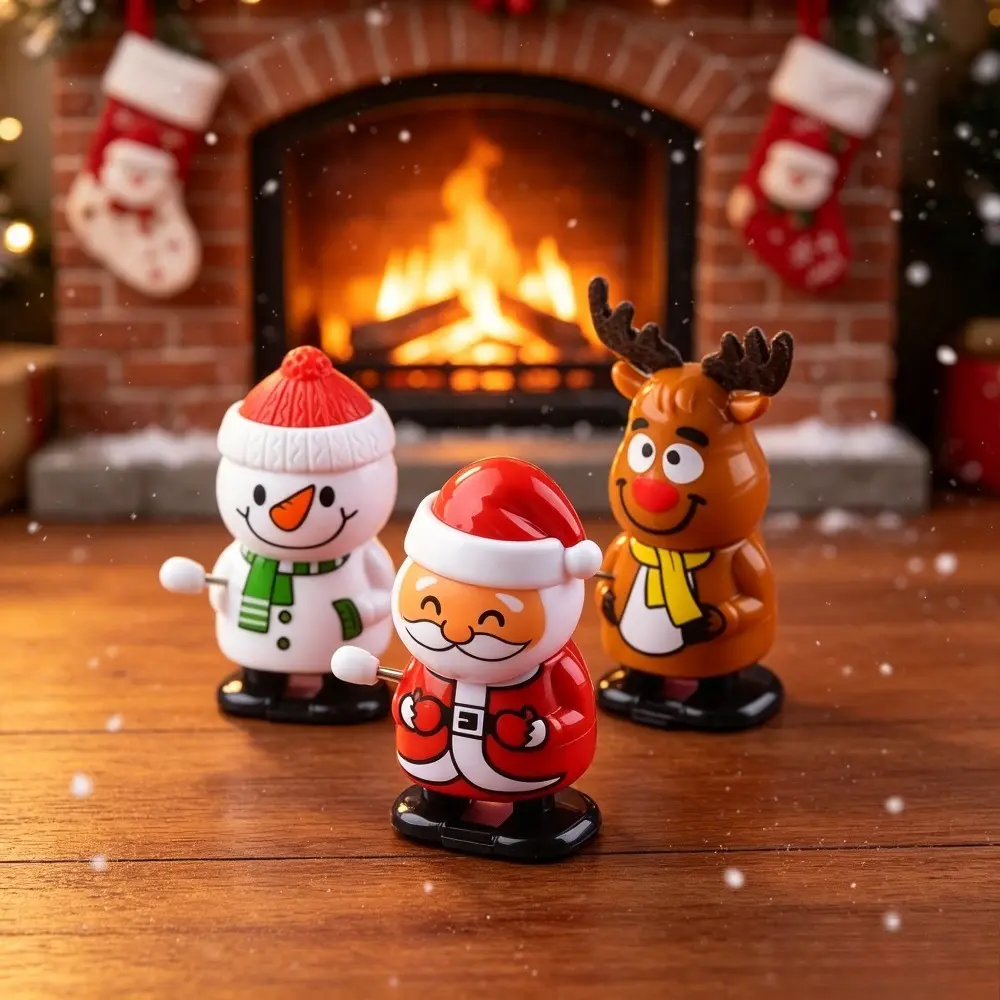 3pcs Christmas Walking Dolls - Santa Claus, Snowman, Elk Designs - Cute Mini Indoor Recreation Toys, Party Favors, Sock Fillers, Desktop Ornaments, Children's Gift Bag Prizes