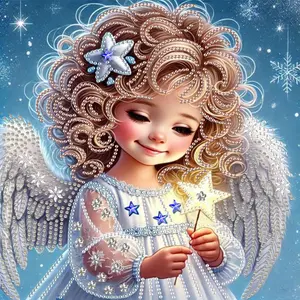 DIY Diamond Painting Kit 30x30 Cm, Angel Design Cross Stitch Art Set, Unique Wall Decor Gift for Bedroom Office Living Room Decoration