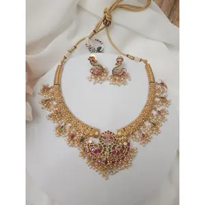 Mangli hasli gold plated necklace set