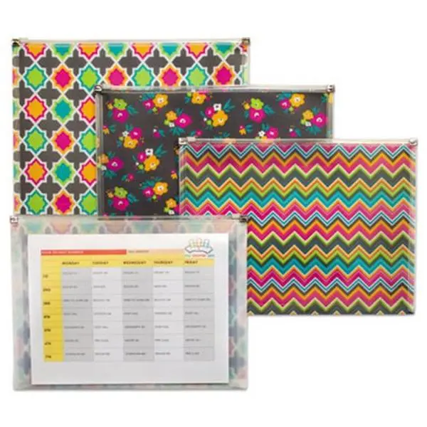 C-Line Products 55610 Bold Basics Zip N Go Reusable Envelope, 8.5 x 11 in, Patterned Back, Durable Solution for Meeting Files, Ensures Lasting Impression