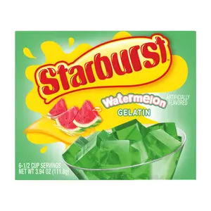 3x Starburst Watermelon Gelatin - Snack Sweet Treats Fruit Flavored Dessert Mix Candy Chewy Refreshing Party Pack Bundle Lot Bulk Wholesale Quick Easy To Make Jello Snack Food Pantry Staple Kids School Lunch Snack Ideas 3.94oz 3ct