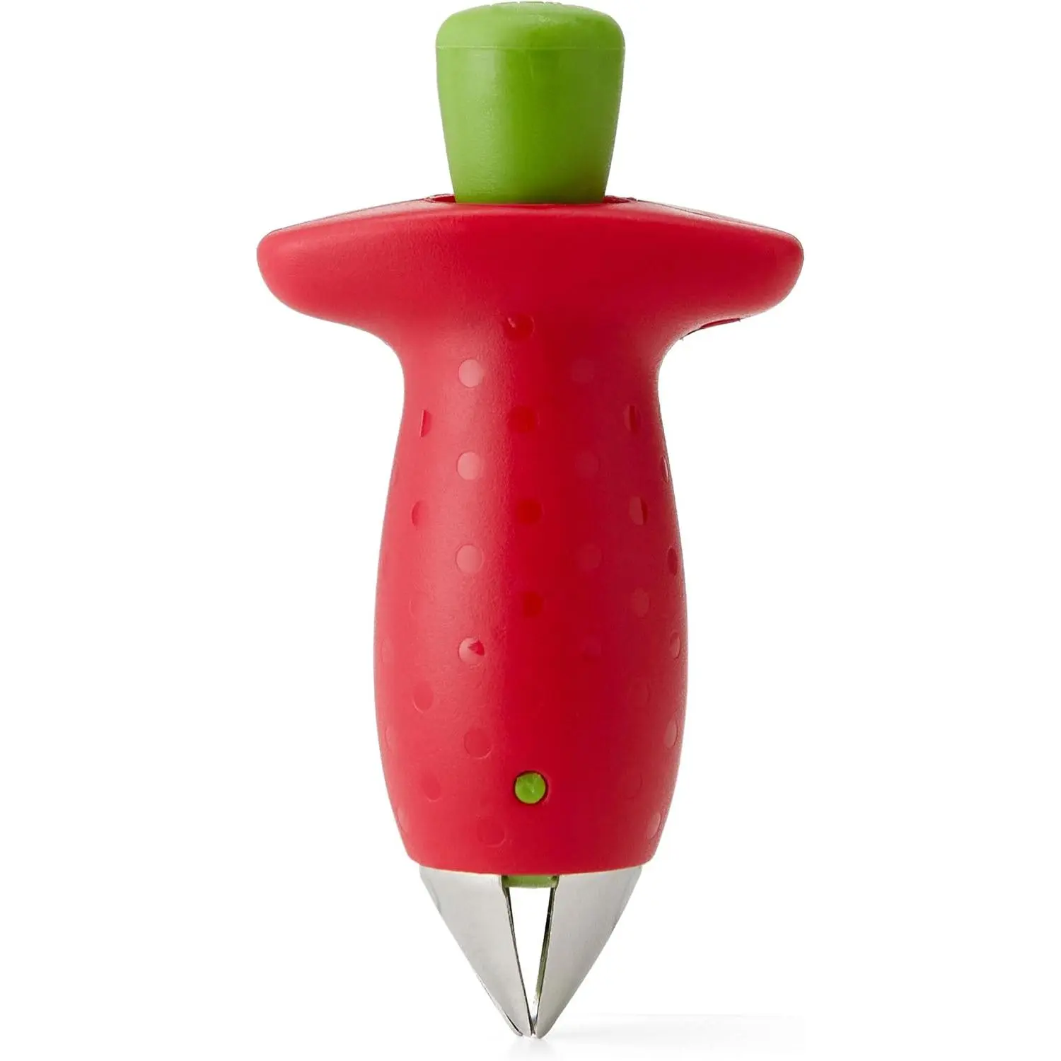 Strawberry Huller Tool | Stainless Steel Strawberry Stem Remover with Ergonomic Handle | Easy Fruit Stem Puller for Strawberries & Tomatoes (Red/Green)
