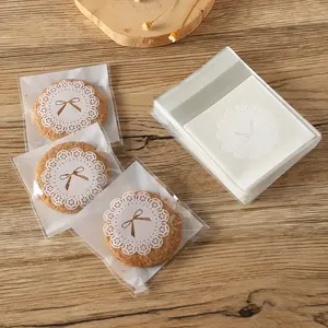 100/200pcs Elegant Bowknot and Floral Design Adhesive Bags, Perfect for Cookies, Candy, Chocolate, Snacks, DIY Baking, Creative Gift Packaging, Packaging Bags