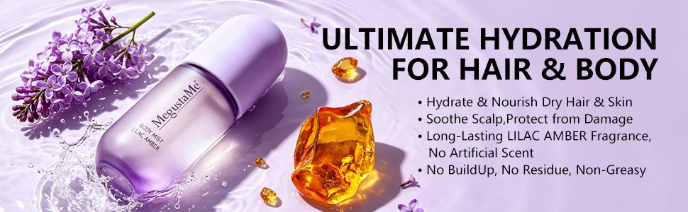 MegustaMe Women's Light Purple Body Spray - Lasting Floral & Woody Fragrance, Paraben & Phthalate Free, Gentle Daily Perfume, Travel Size, Skin-Safe, All Skin Types