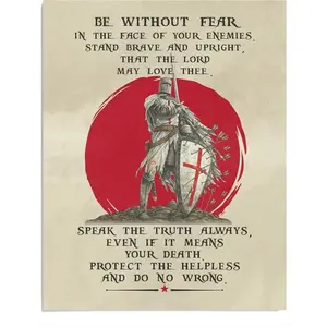 Be Without Fear Christian Armor of God Warrior - Inspirational Faith Wall Decor for Home Office Church Man Cave - 11x14 Unframed Print