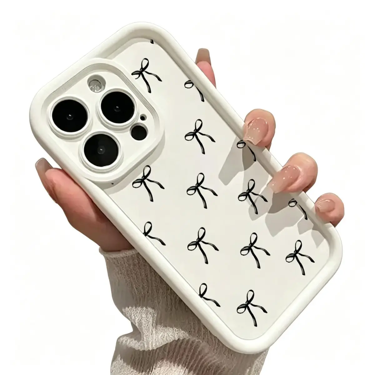 Cute Black Bow TPU-Silicone Anti-Drop iPhone Case - Shockproof, Slim, Durable, Full Camera Protection, Pocket-Friendly Accessory for iPhone 17/16/15/14 Pro Max, 13/12 Mini, 11/X/XS Plus (Gift Option), Accessories, Bows