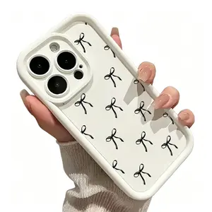 Cute Black Bowknot Pattern TPU Phone Case for iPhone 17 16 15 14 Pro Max 13 12 mini 11 X XS PlusAir Shockproof Full Camera Protection Durable slim Silicone Cover Cellphone Protective iPhone case