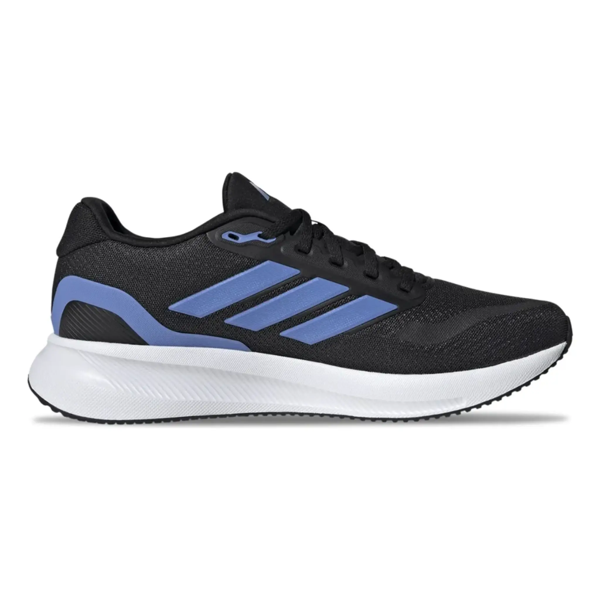 Adidas Men's Black Run Falcon 5 'Blue Fusion' Running Sneakers, JR5522 - Breathable, Color Contrast, Multi-Function for Daily Movement, Rubber Sole, Textile Upper, Lightweight Fit, Lace-Up, Easy To Wear, Workouts, Fabric, Low Top, Cushioned