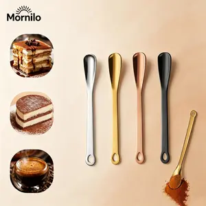 1Pcs/4Pcs Stainless Steel Mini Spoon – Suitable For Espresso, Ice Cream, And Condiments; Portable Outdoor Camping Cutlery, Travel/Picnic Gear, And Coffee Bar Accessory; Reusable Kitchen Essential And Wedding Party Favor