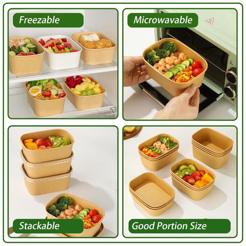 50Pack Disposable Kraft Paper Bowls with Lids and Forks,35oz Square/36oz Round,Meal Prep Containers Disposable Large Paper Bowls, Leakproof Food Containers Treat Soup Serving Bowl, Microwave Safe for Hot/Cold Food Clamshell Takeout Tray Compostable Arc Cu 50Pack Disposable Kraft Paper Bowls with Lids and Forks,35oz Square/36oz Round,Meal Prep Containers Disposable Large Paper Bowls, Leakproof Food Containers Treat Soup Serving Bowl, Microwave Safe for Hot/Cold Food Clamshell Takeout Tray Compostable Arc Cu
