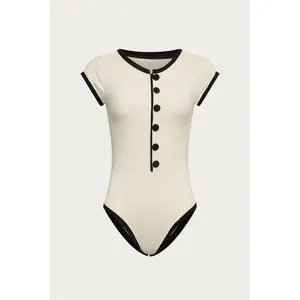 The Grace One Piece (Ribbed Cream/Black)
