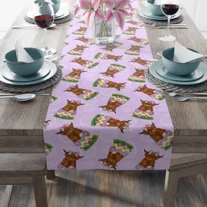 Easter Highland Cows Table Runner