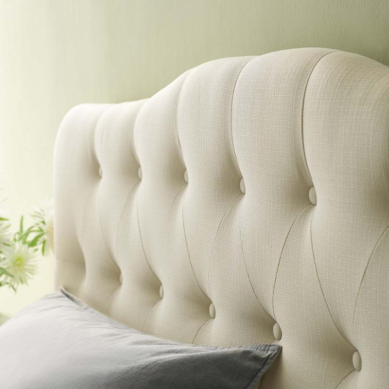 Modway Annabel King Upholstered Fabric Headboard in Ivory