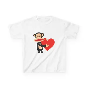 Vintage Paul Frank Monkey Heart Cartoon Baby Tee | Valentine Cute Animal Shirt