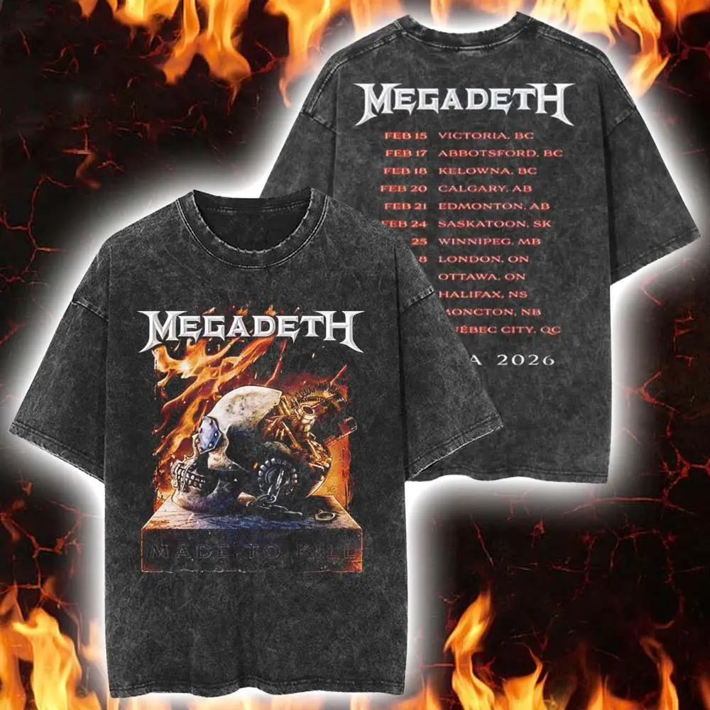 Women's Short-Sleeve Cotton Casual Round Neck Megadeth Vintage Graphic Tee - 43 Years Final Tour Shirt, Last Album Tribute, Thrash Metal Aesthetic, TikTok Trend Print, Shortsleeve, Streetwear