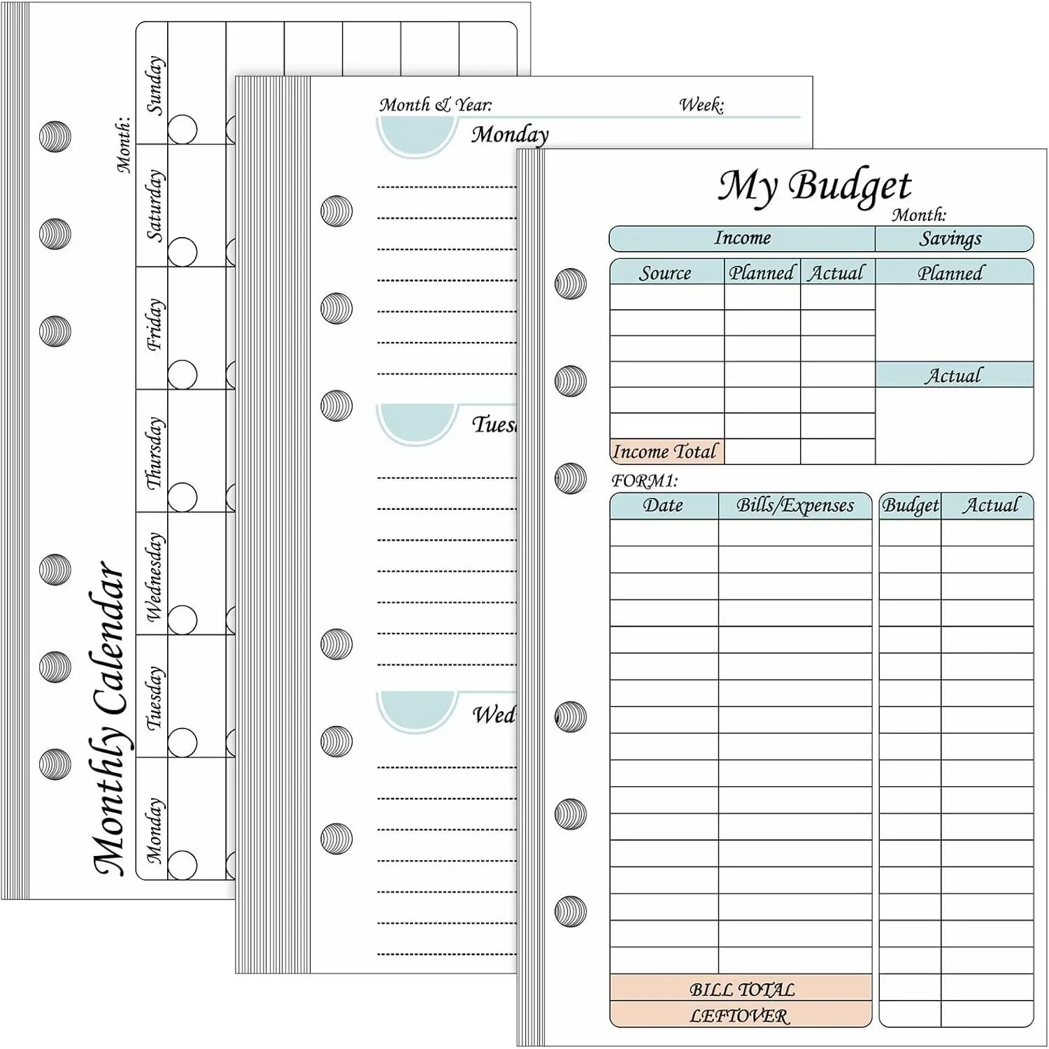 A6 6-Ring Planner Refills, 164 Double-Sided Sheets Budget System Inserts (37.4x66.93 in), Finance Checklist Organizer for Binder Cover, Envelope Wallet Bill Saving