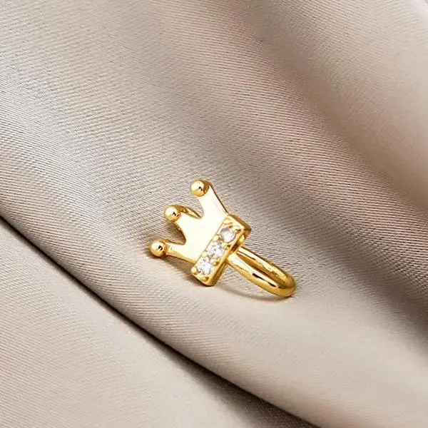 Nose accessory with non perforated U-shaped nose clip and micro inlaid zircon heart lightning crown nose nail made of copper material, easy to wear