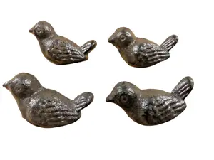 4 CAST IRON BIRD CABINET KNOBS PULLS DRAWER DRESSER HANDLES RUSTIC BIRDS SPARROW
