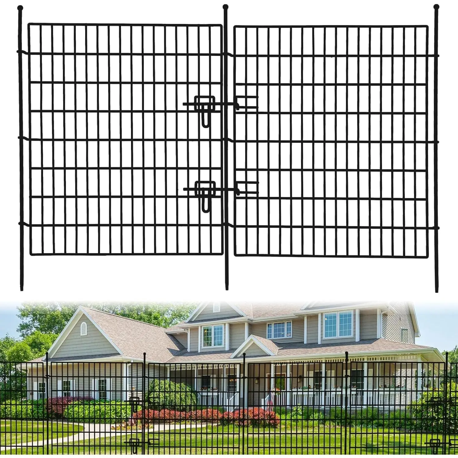 GARVEE 15 Panels Garden Fence, 32 in(h) x 36 ft(l) No Dig Decorative Fence for Outdoor, Yard, Patio, Animal Barrier Rustproof Metal Wire Panel